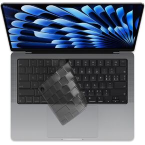 ProElife Keyboard Cover Skin for 2024-2022 MacBook Air 13.6 inch 15.3 inch M3 M2 Chip and 2023-2021 MacBook Pro 14.2 inch 16.2 inch Accessory U.S Enter Ultra Thin TPU Protector (Tinted Black)