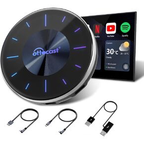 OTTOCAST P3 CarPlay AI Box - 2023 Android 12.0 CarPlay Video Adapter Wireless CarPlay Android Auto Dongle Support HDMI Output, YouTube Netflix Disney+ Tiktok Streaming Videos