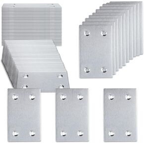 50PCS Flat Mending Plates, 3-1/8'' 304 Heavy Duty Stainless Steel Straight Mending Joining Plates, Metal Straight Brace for Shelves, Cabinet,Furniture Corner Repair Fixing-Silver,40X80X2MM
