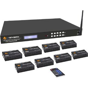 محول مصفوفة HDMI 1080P 60 هرتز موسع HDMI عبر إيثرنت واحد Cat5e/6 164ft. أو إيثرنت مزدوج 98 قدمًا. w/HDCP، تطبيق التحكم عن بعد بالأشعة تحت الحمراء RS232 من J-Tech Digital [JTECH-8x8-EX50M] in Kuwait