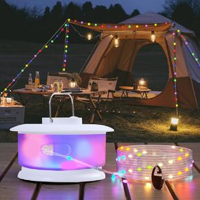 Camping String Lights Outdoor, Portable Electric Camping Lamp with Colorful String Lights for Party, Tent, Camping, Hiking, Garden and Yard Outdoor Decoration