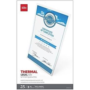 Office Depot® Brand Laminating Pouches, Legal Size, 3 Mil, 9" x 14.5", Pack of 25