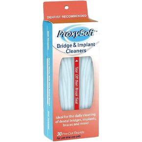 Proxysoft Dental Floss for Bridges and Implants 6 Packs - Floss Threaders for Bridges, Dental Implants, Braces with Extra-Thick Proxy Brush for Optimal Oral Hygiene -Teeth Bridge and Implant Cleaners