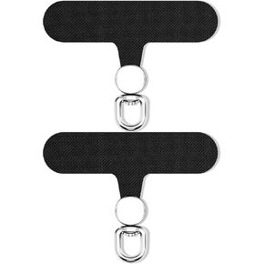 2Pack Phone Tether Tab for iPhone, Cell Phone Lanyard Patch, Rotatable 360° Replacement Part for All Full Phone Cases (Black)