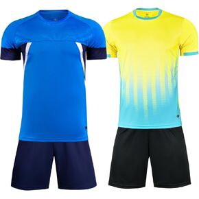 Boy's 2-Pack Soccer Jersey and Short Sets Quick Dry Sports Team Training Uniform Knit