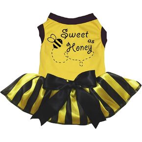 Petitebella Sweet As Honey Puppy Dog Dress (Yellow, Medium)