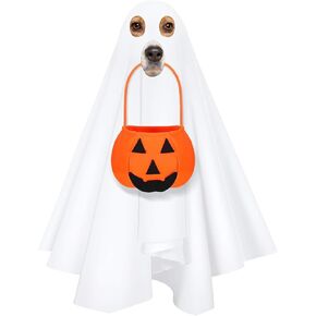 Halloween Ghost Dog Costume for Medium Large Dogs Trick or Treat Bags (One Size)
