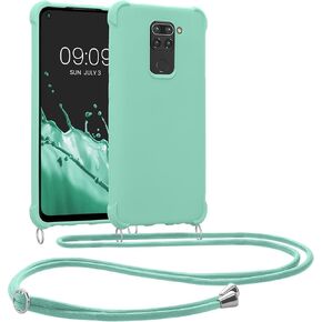 حافظة kwmobile Crossbody متوافقة مع حافظة Xiaomi Redmi Note 9 - غطاء سيليكون TPU مع حزام - دوامة جوز الهند