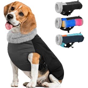 ASENKU Warm Dog Winter Coat, Waterproof Turtleneck Dog Coat, Windproof Winter Snowsuit Dog Jacket, Dog Coral Fleece Jacket for Cold Weather Extra Warm for Small Medium Extra Large Dogs