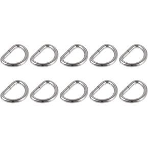 Metal D Rings 50pcs (10mm), Non-Welded D-Shaped Ring Buckles for Hardware DIY Keychains Card Holders Purse, Gold Tone