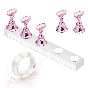 Makartt Nail Stand for Press On Nails Display Practice Art Painting Magnetic Fake Nail Holder for Painting Nails Stand for False Nail Designs with Reusable Putty for Home DIY Beginner Salon Supplies