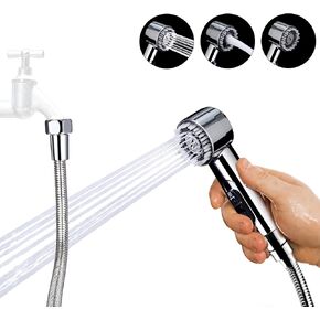 3 Mode Dog Shower Attachment, High Pressure Handheld Sprayer with ON/OFF Switch, G1/2" Metal Shower Diverter, 100 Inches Stainless Steel Hose, No Drill Hook, for Indoor Pet Bathing and Washing
