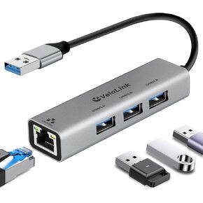 USB ethernet Adapter, USB 3.0 hub with ethernet,4-in-1 3.0 Hub with Gigabit Ethernet Adapter, Gigabit Ethernet to USB Adapter for Laptop,PC, MacBook Pro, iPad Pro,and More Type A Laptops