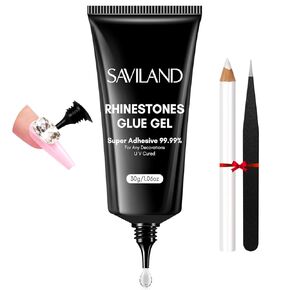 SAVILAND Nail Holder For Painting Nails 500Pcs Gel Nail Tips Fake Nails With Nail Glue Air Dry Short Coffin Ballerina Nail Stand For Press On With Adhesive Putty Clay DIY At Home Manicure Tool Gift For Women