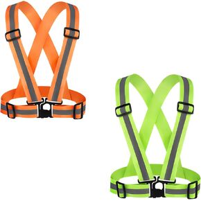 LemonBest سترة عاكسة - 2 حزمة تشغيل سترة عاكسة سترة عاكسة مرنة قابلة للتعديل مع أشرطة السلامة حزام عاكس في الهواء الطلق رؤية عالية للجري والركض وركوب الدراجات والمشي in Kuwait