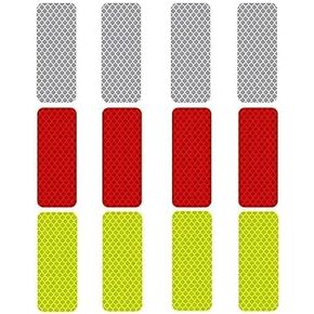 Reflective Diamond Grade Hi-Vis Waterproof Stickers Multi-Color Pack - 12 pcs 1.18in x 3.25in (3cm x 8cm)