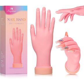 Buqikma Nail Practice Hand for Acrylic Nails, Mannequin Hand for Nails Practice, Flexible Bendable Fake Hand Manicure Nail Practice Hand 1Pcs
