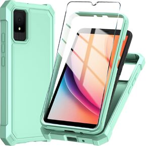 for TCL K11 Phone Case Casewith Tempered Glass Screen Protector,Slim Soft Silicone Full-Body Protective Case for TCL K11 (Black)