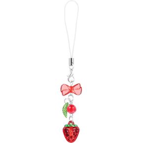Strawberry Phone Charm,Y2K Phone Charms Strap, Cute Phone Charm, Pink Phone Charm, strawberry phone keychain, Accessories for Women Phone Bag Camera Pendants Decor