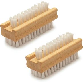 Konex Non-Slip Wooden Two-sided Hand and Nail Brush. Fingernail Brush for Nail Cleaning and Scrubbing. Heavy duty Stiff Nail Brush for Travel. Mechanic hand scrub brush with molded grip.