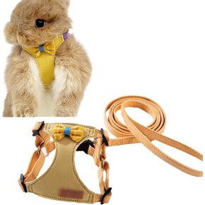 Rabbit Harness and Leash - Adjustable Bunny Harness Escape Proof for Walking Runnig Hiking Camping Outdoor - Cute Small Animal Harness Leash Set (Small,Pink)