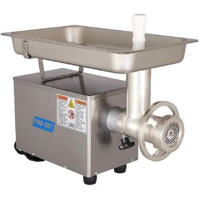 Pro-Cut KG-12-FS, 3/4 HP Motor 115V, Stainless Steel Cabinet & PAN, 400+ LBS/HR Grinding Capacity, Precision Engineered Steel Gear Transmission.