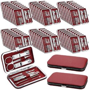 Geosar 50 Sets Travel Manicure Kit Nail Clippers Pedicure Set 8 in 1 Professional Nail Care Tools Stainless Steel Grooming Nail Set with Portable Travel Case Gifts for Men Women Family Friend Personal
