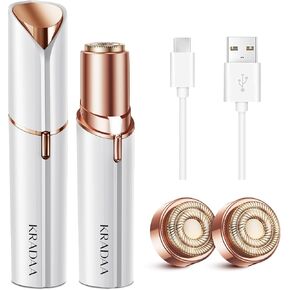 KRADAA Facial Hair Removal for Women, Painless Hair Removal Device, Portable Womens Facial Hair Remover for Face, Upper Lip, Chin, USB Rechargeable Included 2 x Replacement Heads