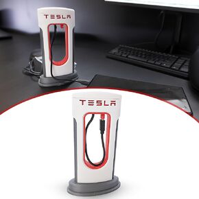 ملحقات محطة الشحن المتماثلة لشاحن سطح المكتب Tesla - USB-C متوافق مع Android وiPhone - يتضمن كابل USB-C - صنع في الولايات المتحدة الأمريكية لعشاق Tesla - تم تجميعه مسبقًا - هدية - صنع في الولايات المتحدة الأمريكية