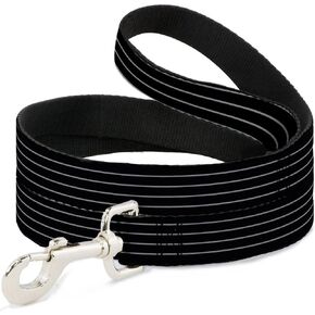 Buckle-Down Pet Leash - Pinstripes Black/Gray - 6 Feet Long - 1" Wide