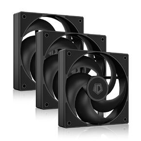 ID-COOLING AS-120-K Trio 120mm Black Computer Case Fans 3 Pack High Performance Cooling Fans Low Noise 27.2 dB(A), Fan Speeds from 300 RPM - 2,000 RPM, 58 CFM, Hydraulic Bearing Quiet Long lifespan