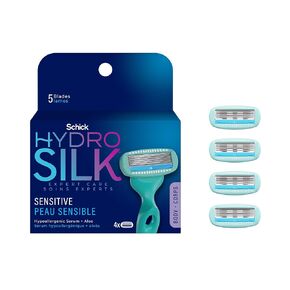 Schick Hydro Silk Moisturizing Razor Blade Refills for Women with Shower Hanger, 4 Count