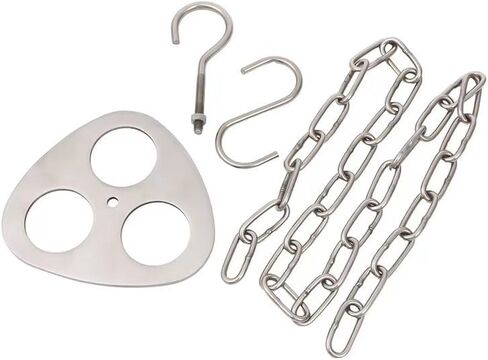 1Pack Camping Tripod Board - Turn Branches Into Camp Fire Tripod,Long Chain Stainless Steel with Chain for Hanging Cookware Portable Camping in Kuwait