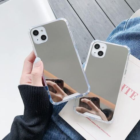 for iPhone 15 Plus Case Mirror Case with [Reinforced Corner] Hard Back+Soft Bumper [Shockproof] Reflective Protective for Girls Woman Touch up Makeup and Back Camera Selfies(Mirror-15Plus) in Saudi Arabia