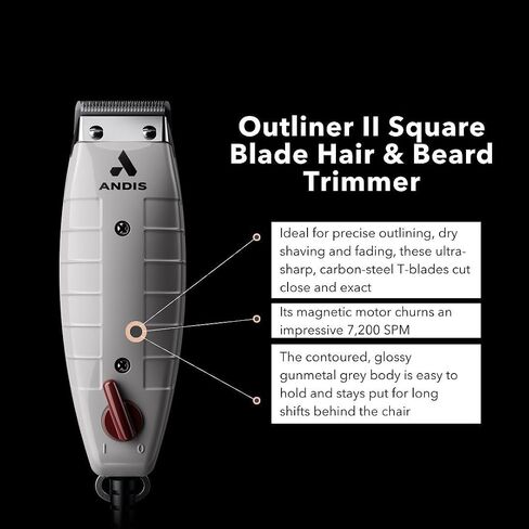 Andis 04604 Outliner II Trimmer Replacement Blade – Made of Stainless and Carbon Steel, Close-Cutting Square Blade, Deep Tooth Blade for Crisp Outlines & Designs - for GO & GTO Trimmers, Silver in Saudi Arabia