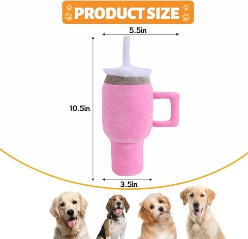 كوب ألعاب لطيف للكلاب، كوب مع مقبض لعبة للكلب للمضغ العدواني، ألعاب تفاعلية للكلاب الصغيرة/الكلاب المتوسطة/الكلاب الكبيرة الحجم (وردي) in Kuwait