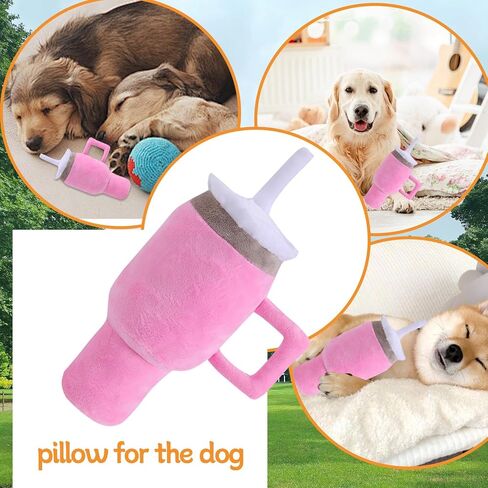 كوب ألعاب لطيف للكلاب، كوب مع مقبض لعبة للكلب للمضغ العدواني، ألعاب تفاعلية للكلاب الصغيرة/الكلاب المتوسطة/الكلاب الكبيرة الحجم (وردي) in Kuwait