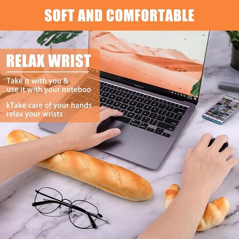 Soft Toast Bread Baguette Shape Anti-Skid Keyboard Wrist Rest Support & Mouse Wrist Support for Office,Computer,Laptop& Mac in Kuwait