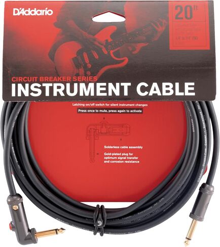 كابل جيتار D'Addario Accessories - سلك جيتار - كابل قاطع الدائرة - مفتاح قطع الإغلاق لكتم الصوت عند تغيير الآلة - 10 أقدام/3.05 متر - أطراف مستقيمة/زاوية قائمة - عبوة واحدة in Kuwait