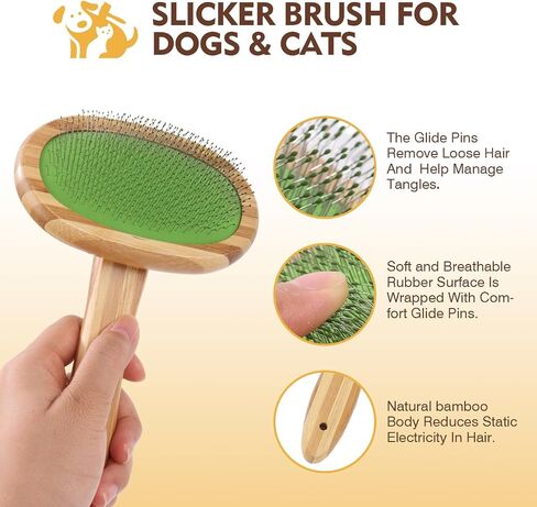 Dog Grooming Brush Kit,Deshedding Dog Brush for Shedding Short Hair Dogs with Pet Nail Clipper and File, Two Sided Pet Brushes for Dogs Removing Dirt & Loose Hair(7PCS) GREEN in Saudi Arabia