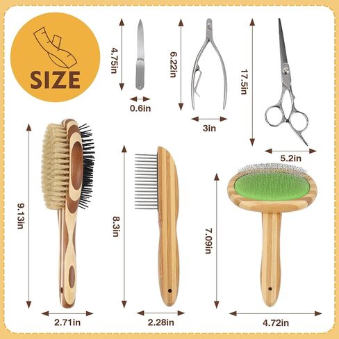 Dog Grooming Brush Kit,Deshedding Dog Brush for Shedding Short Hair Dogs with Pet Nail Clipper and File, Two Sided Pet Brushes for Dogs Removing Dirt & Loose Hair(7PCS) GREEN in Saudi Arabia