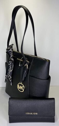 MICHAEL Michael Kors Charlotte Large Zip Tote bundled with matching Trifold Wallet, Purse Hook and Skinny Scarf in Saudi Arabia