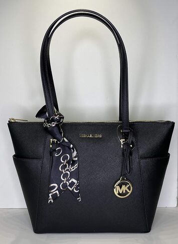 MICHAEL Michael Kors Charlotte Large Zip Tote bundled with matching Trifold Wallet, Purse Hook and Skinny Scarf in Saudi Arabia