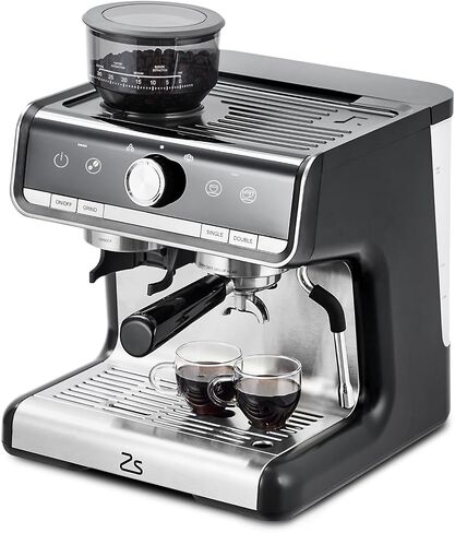 20-Bar Semi-Automatic Espresso Machine with Milk Frother and Steam Wand, Stainless Steel Coffee Maker with Built-In Grinder, Fast Heating Coffee Machine for Lattes and Cappuccinos in Saudi Arabia
