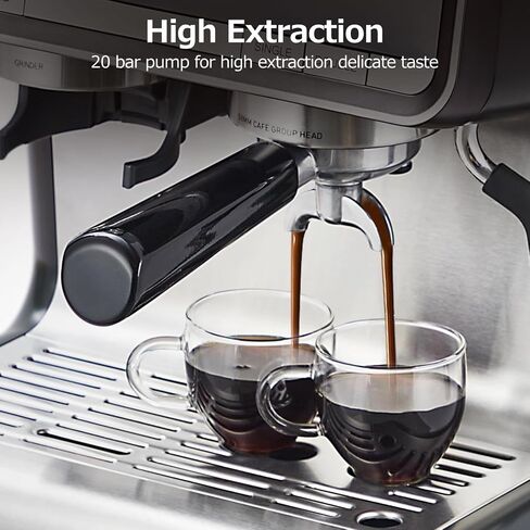 20-Bar Semi-Automatic Espresso Machine with Milk Frother and Steam Wand, Stainless Steel Coffee Maker with Built-In Grinder, Fast Heating Coffee Machine for Lattes and Cappuccinos in Saudi Arabia