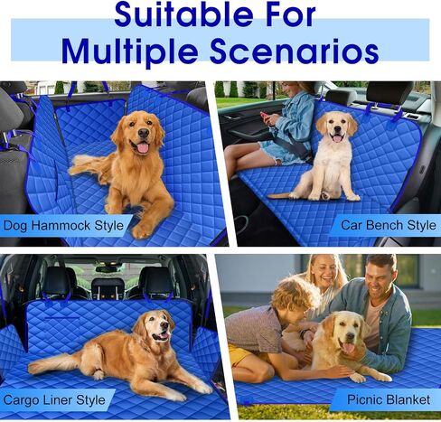 Dog Car Seat Cover, Durable Dog Seat Cover for Back Seat, Waterproof Scratch Proof Nonslip Dog Hammock, Pet Back Seat Covers Pocket for Cars SUVs and Trucks- L, Khaki/Black in Saudi Arabia