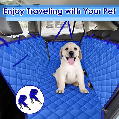 Dog Car Seat Cover, Durable Dog Seat Cover for Back Seat, Waterproof Scratch Proof Nonslip Dog Hammock, Pet Back Seat Covers Pocket for Cars SUVs and Trucks- L, Khaki/Black in Saudi Arabia