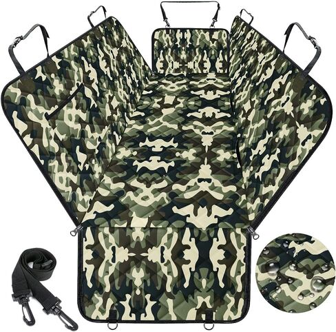 Dog Car Seat Cover, Durable Dog Seat Cover for Back Seat, Waterproof Scratch Proof Nonslip Dog Hammock, Pet Back Seat Covers Pocket for Cars SUVs and Trucks- L, Khaki/Black in Saudi Arabia