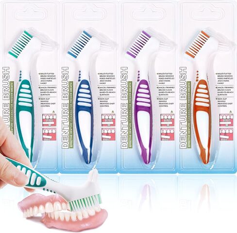 Mckkor Premium Hygiene Denture Cleaning Brush Set, Multi-Layered Bristles & Ergonomic Rubber Handle, for Denture Care(Pack of 2) in Saudi Arabia