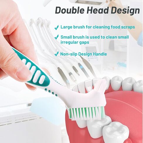 Mckkor Premium Hygiene Denture Cleaning Brush Set, Multi-Layered Bristles & Ergonomic Rubber Handle, for Denture Care(Pack of 2) in Saudi Arabia